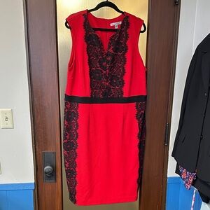 Stunning Danny & Nicole Red Dress with Black Lace